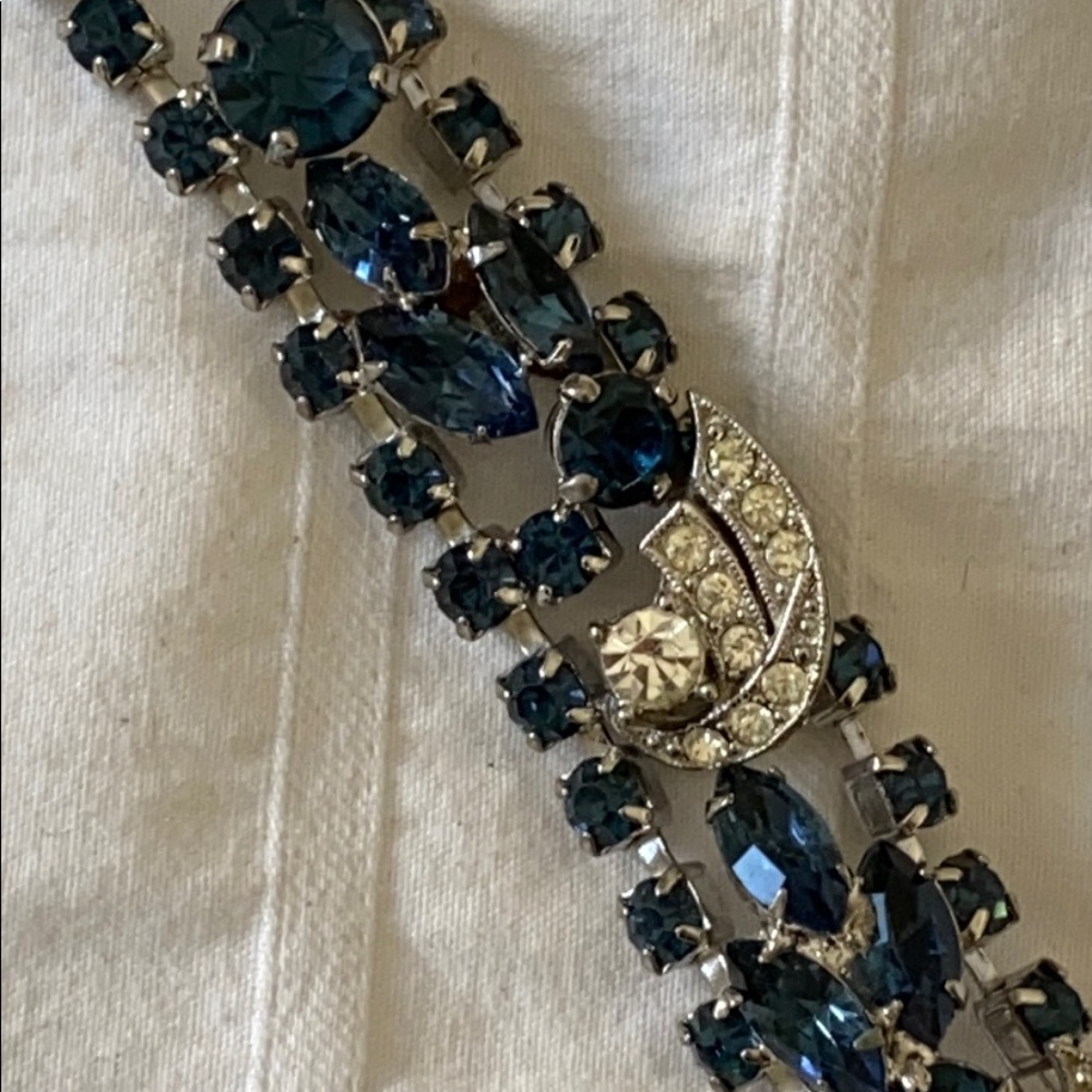 Vintage Blue Rhinestone Bracelet - Picture 5 of 10